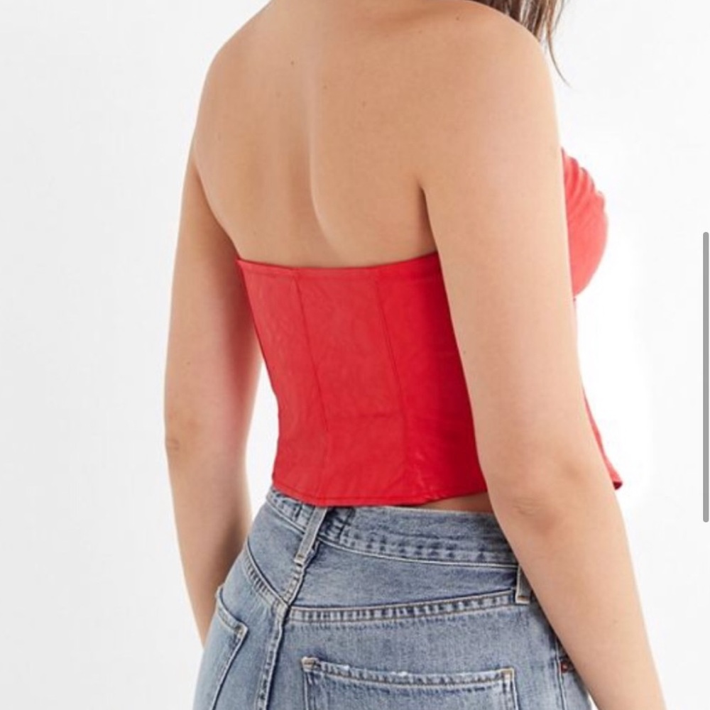 UO Red Bustier Zip Up Crop Tube-top - Picture 10 of 10